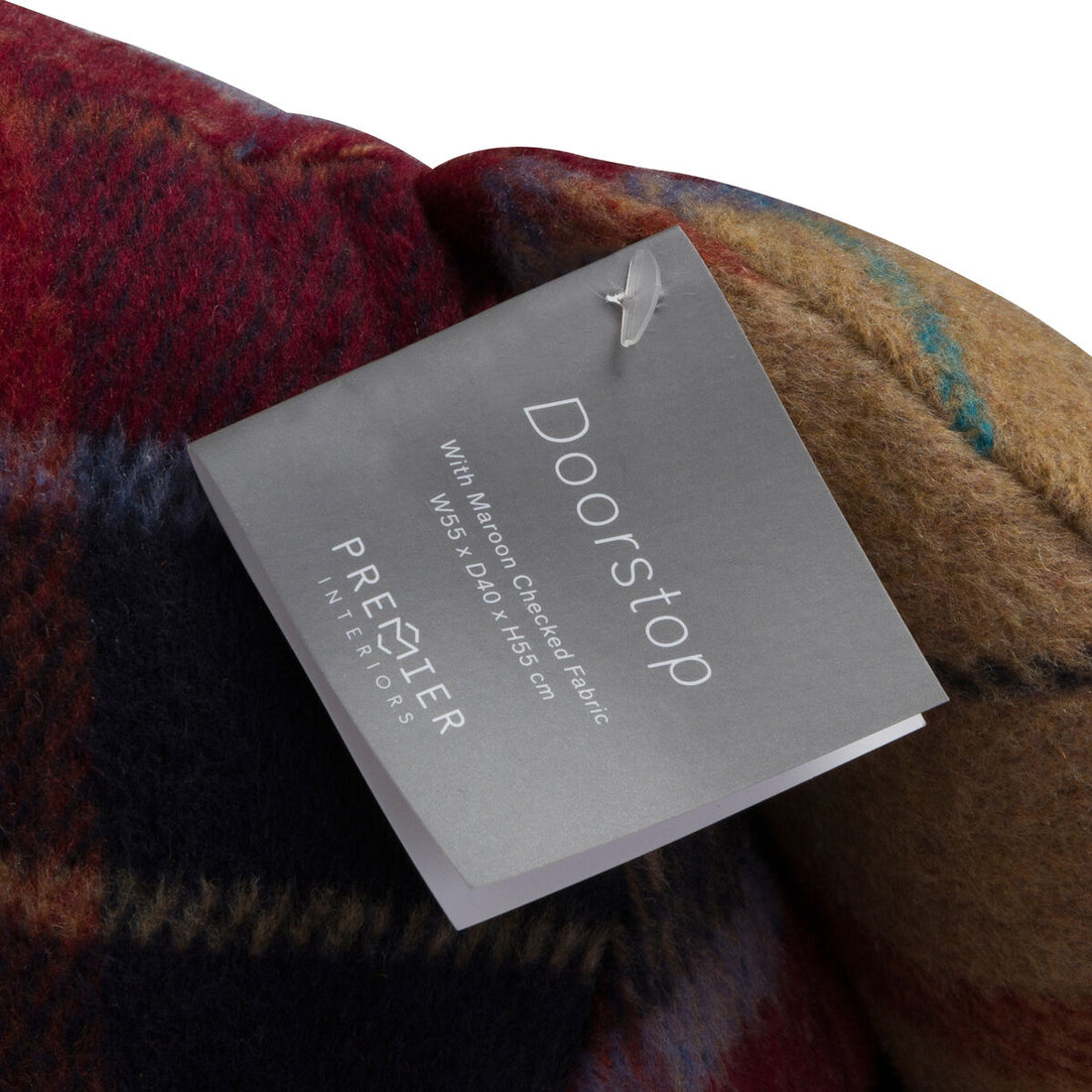 Heritage Large Maroon Check Tartan Bear Door Stop