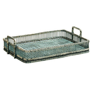 Rattan and Bamboo Grey Washed Rectangular Tray | Ezell