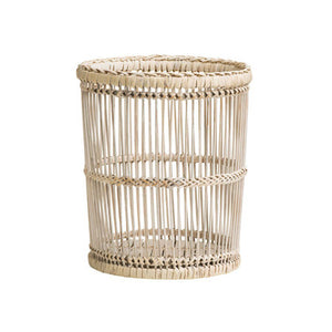 Rattan and Bamboo White Washed Waste Bin | Ezell