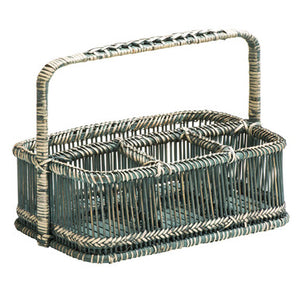 Ezell Grey Washed Bamboo and Rattan Caddy