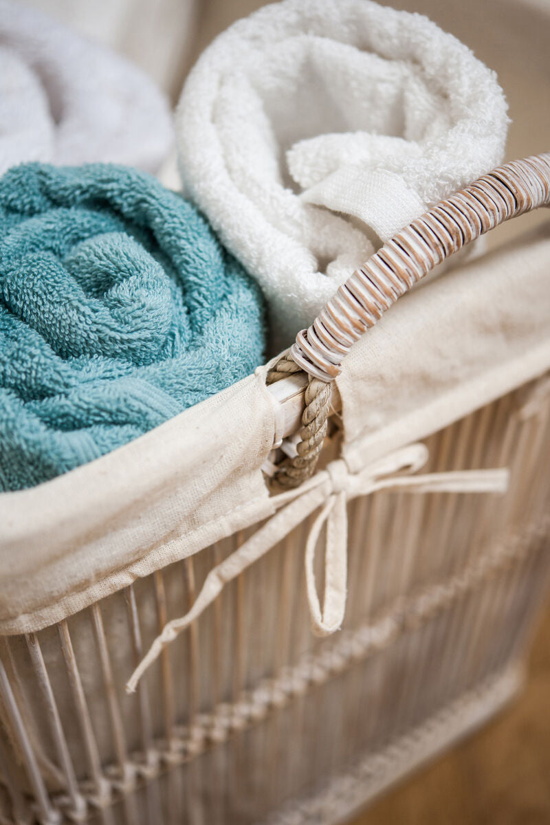 Ezell Rattan and Bamboo White Washed Set Of 2 Storage Baskets