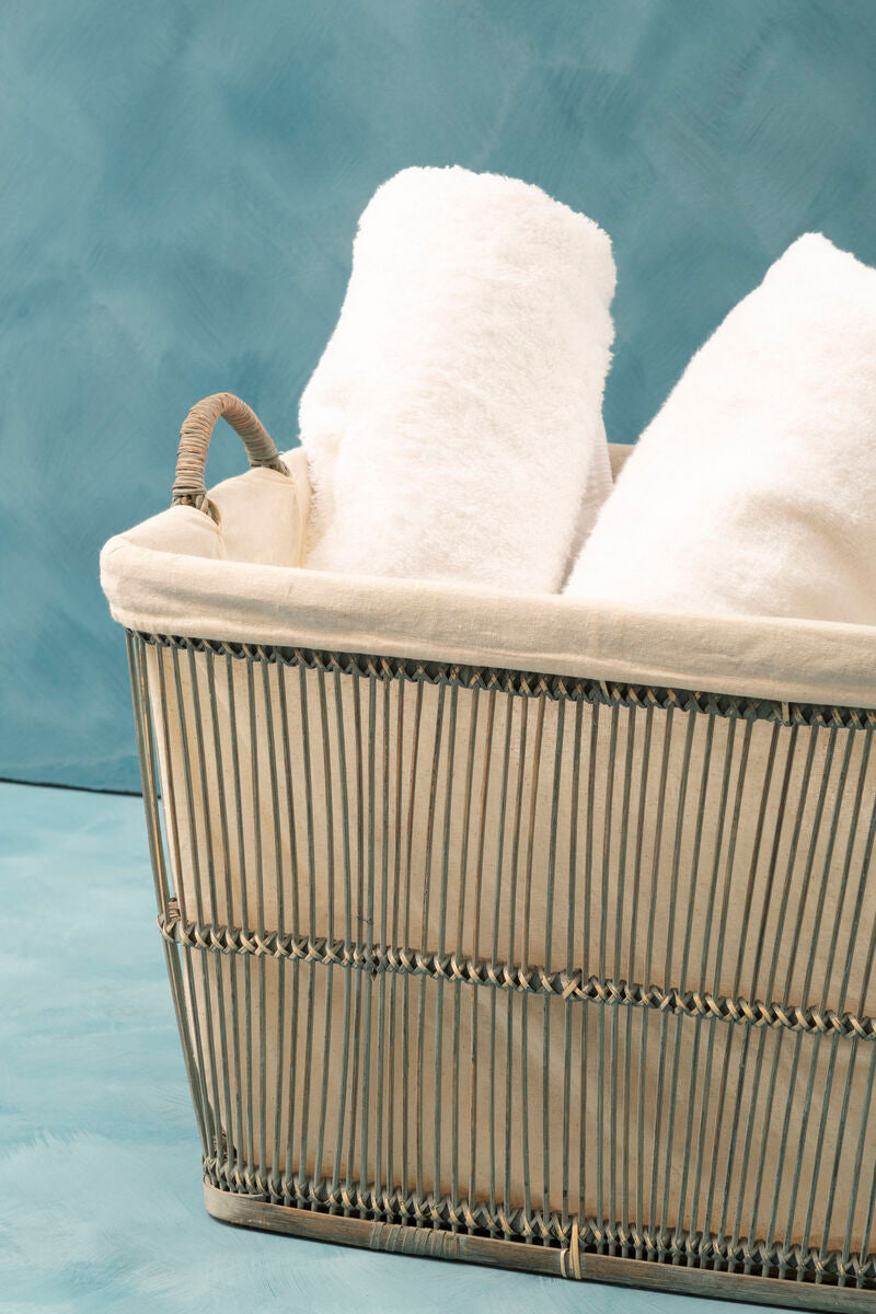 Ezell  Washed Grey Rattan and Bamboo Set Of 2 Storage Baskets