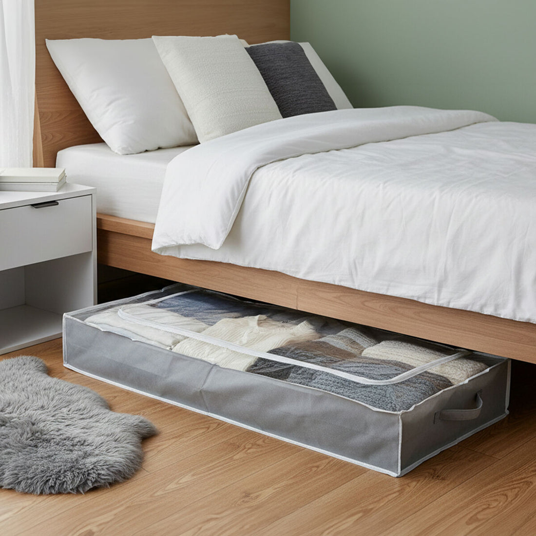 Tavia Grey Underbed Storage Bag with Window