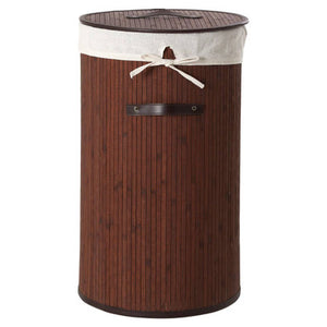 Dark Brown Round Laundry Hamper | Kankyo