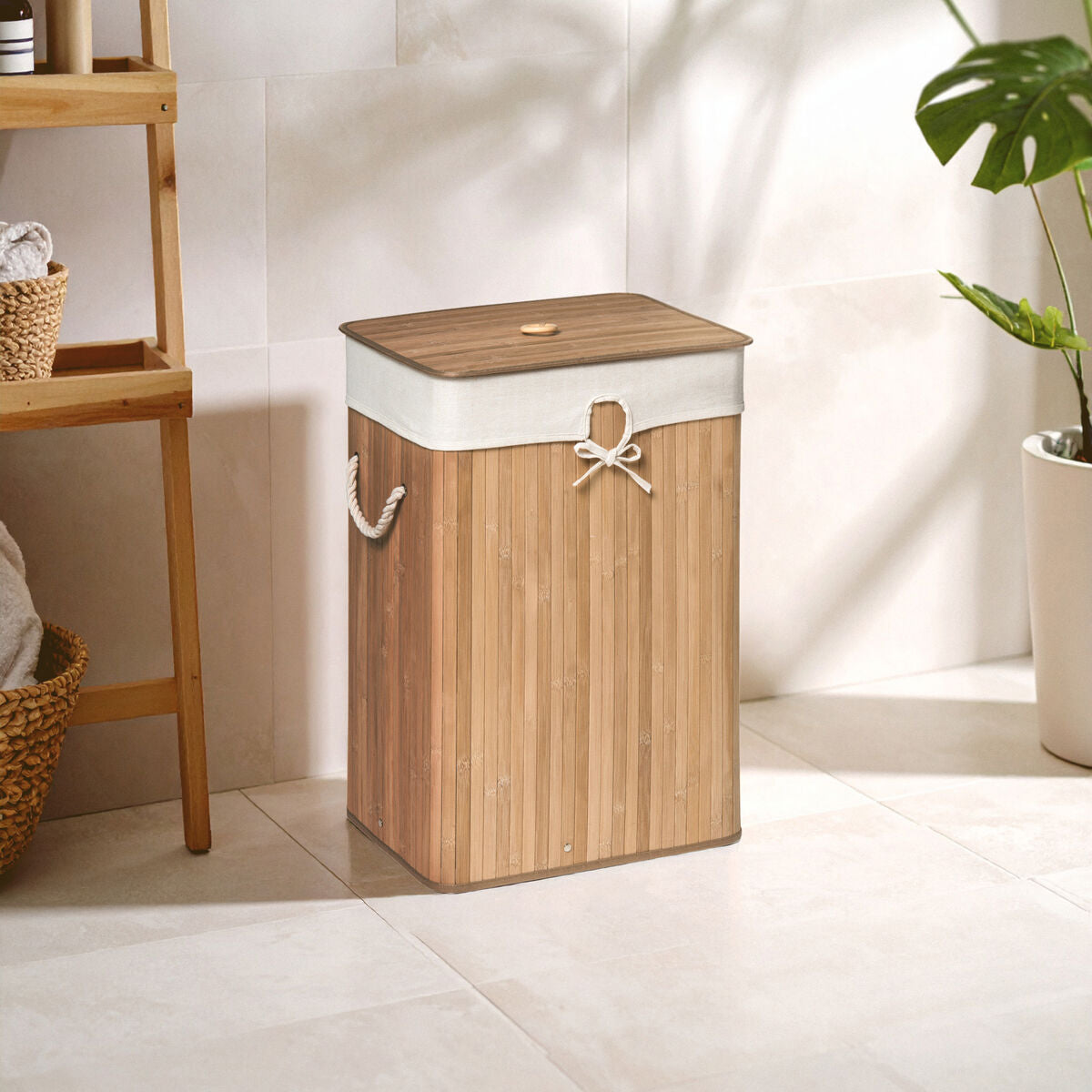 Kankyo Rectangular Natural Bamboo Laundry Hamper - Image 2