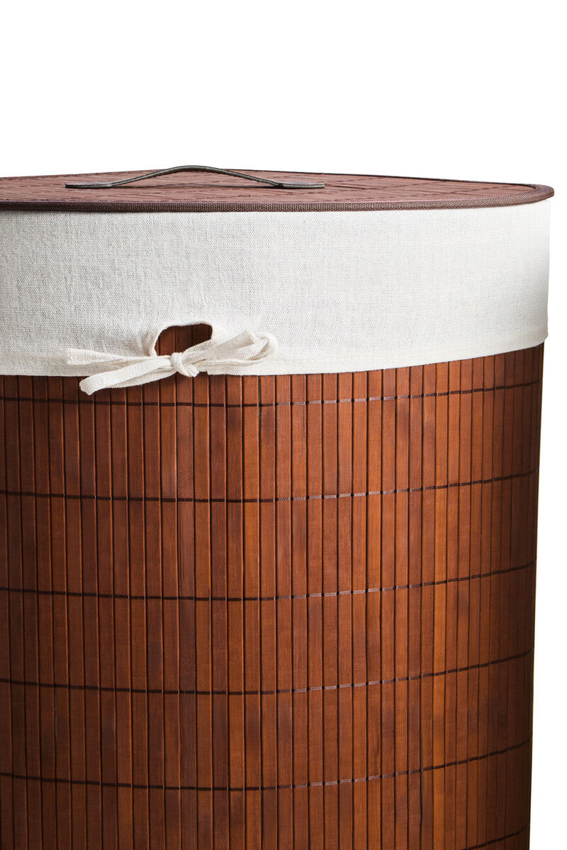 Kankyo Dark Brown Bamboo Corner Laundry Hamper