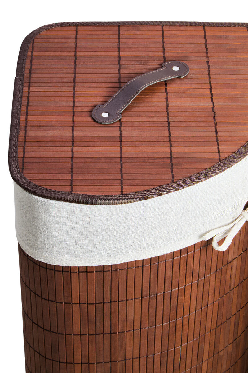 Kankyo Dark Brown Bamboo Corner Laundry Hamper