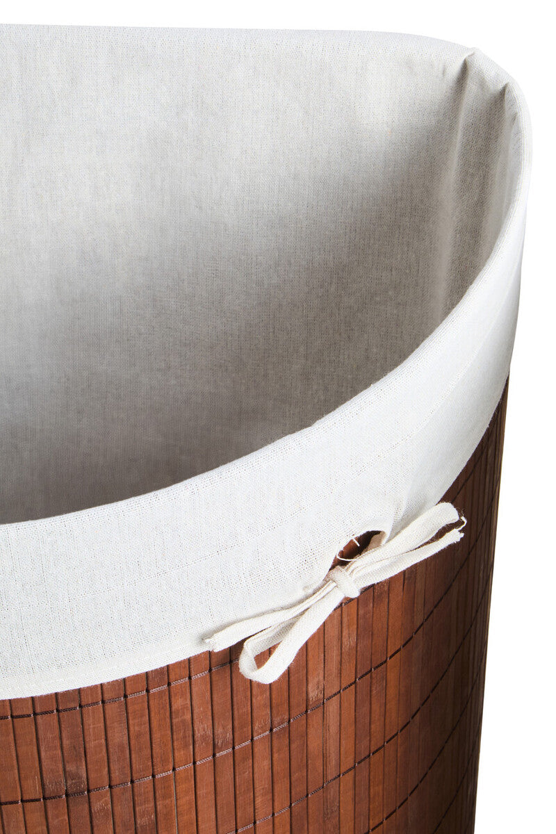 Kankyo Dark Brown Bamboo Corner Laundry Hamper