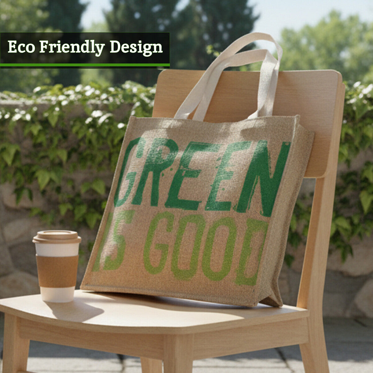 Jade Green Is Good Jute Shopping Bag