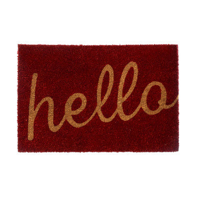Red Hello Coir Doormat
