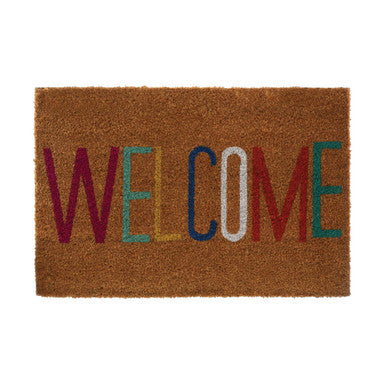 Welcome Multicolour Coir Doormat