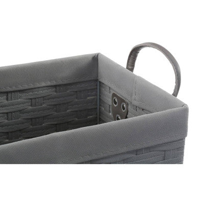 Lida Set Of 3 Lattice Grey Rectangular Storage Baskets