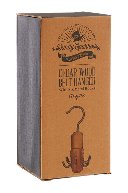 The Dandy Sparrow Cedar Wood 6 Hook Tie And Belt Hanger