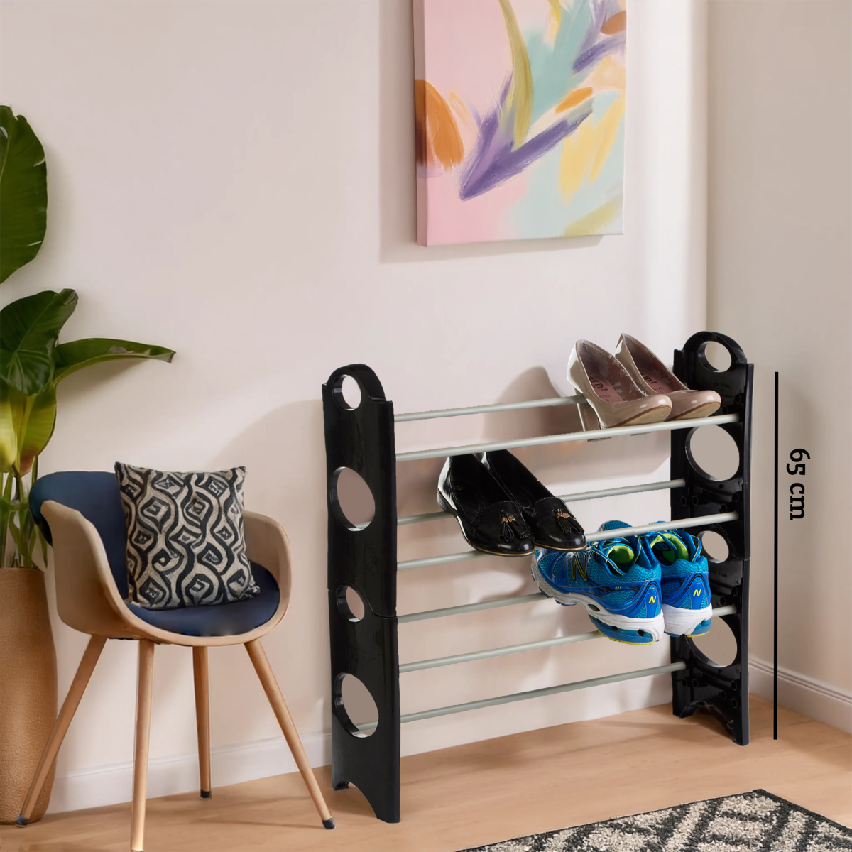 Tavia Black And Grey 4 Tier Shoe Rack - image 5