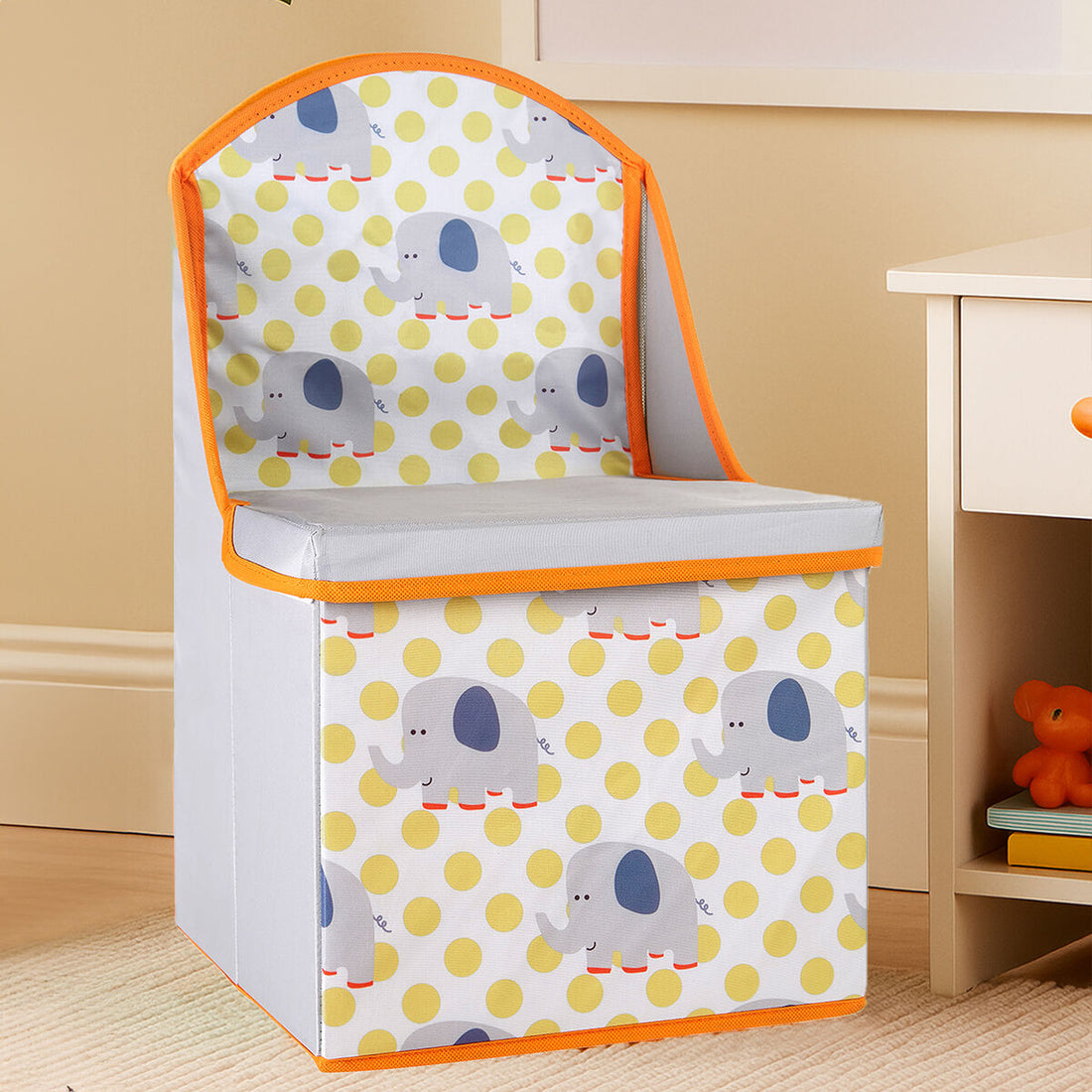 Kinderbox Grey Elephant Design Storage Box and Seat