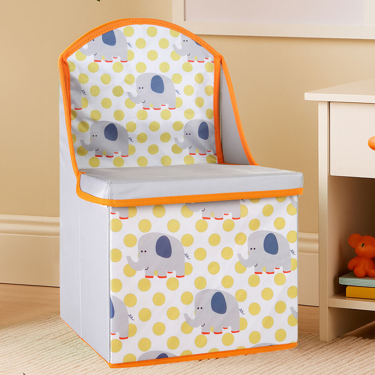 Kinderbox Grey Elephant Design Storage Box and Seat
