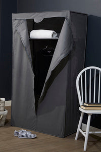 Dara Grey Fabric Wardrobe With Shelf