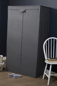 Dara Grey Fabric Wardrobe With Shelf