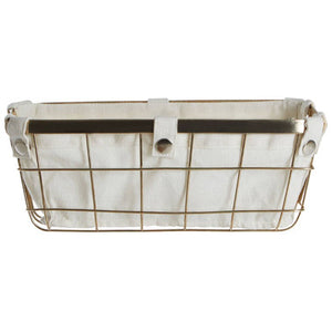 Small Gold Finish Wire Storage Basket with Lining | Harga