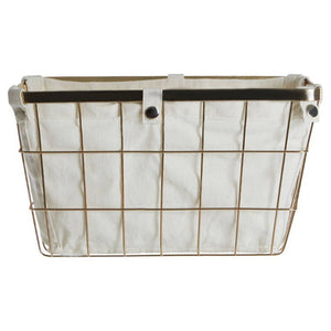 Medium Gold Finish Wire Storage Basket with Lining | Harga