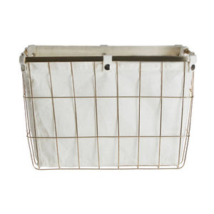 Large Gold Finish Wire Storage Basket with Lining | Harga