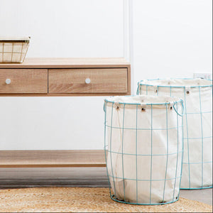 Harga Set Of Two Round Blue Wire Laundry Baskets