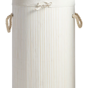 Round White Bamboo Laundry Hamper | Kankyo