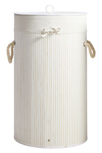 Kankyo Round White Bamboo Laundry Hamper
