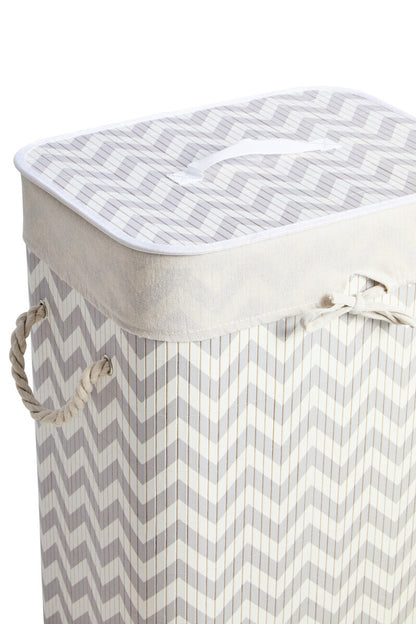 Kankyo White And Grey Chevron Laundry Hamper