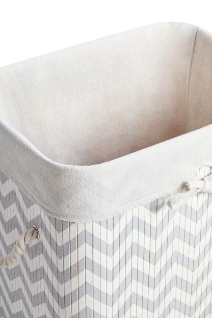Kankyo White And Grey Chevron Laundry Hamper