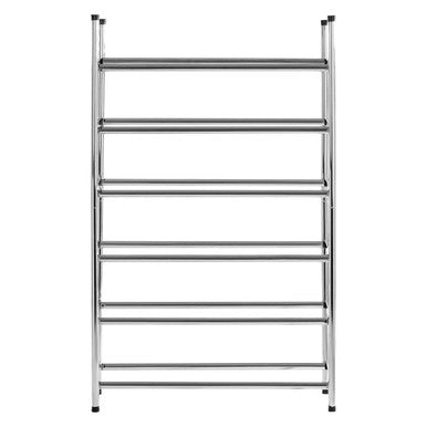 Metal towel rack with multiple horizontal bars on a white background