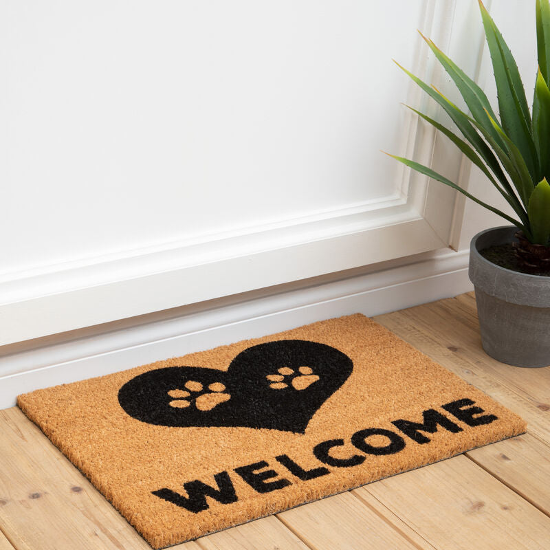 Doormat with paw prints and &