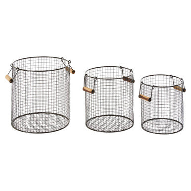 Dara Set Of Three Black Wire Storage Baskets
