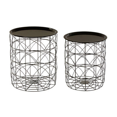 Hege Set Of 2 Black Wire Basket Tables