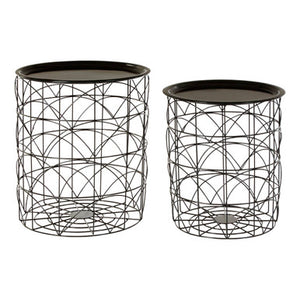Hege Black Finish Set of 2 Wire Side Tables