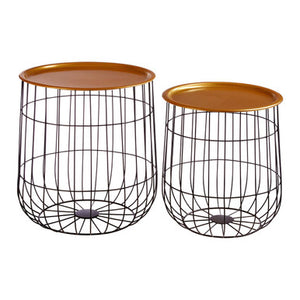 Hege Brass and Black Finish Set of 2 Wire Side Tables