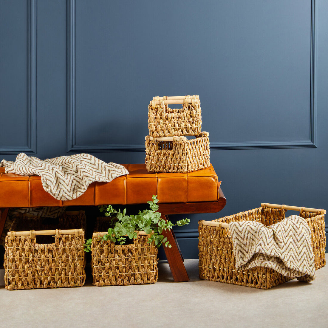 Lidi Set Of 5 Water Hyacinth Storage Baskets