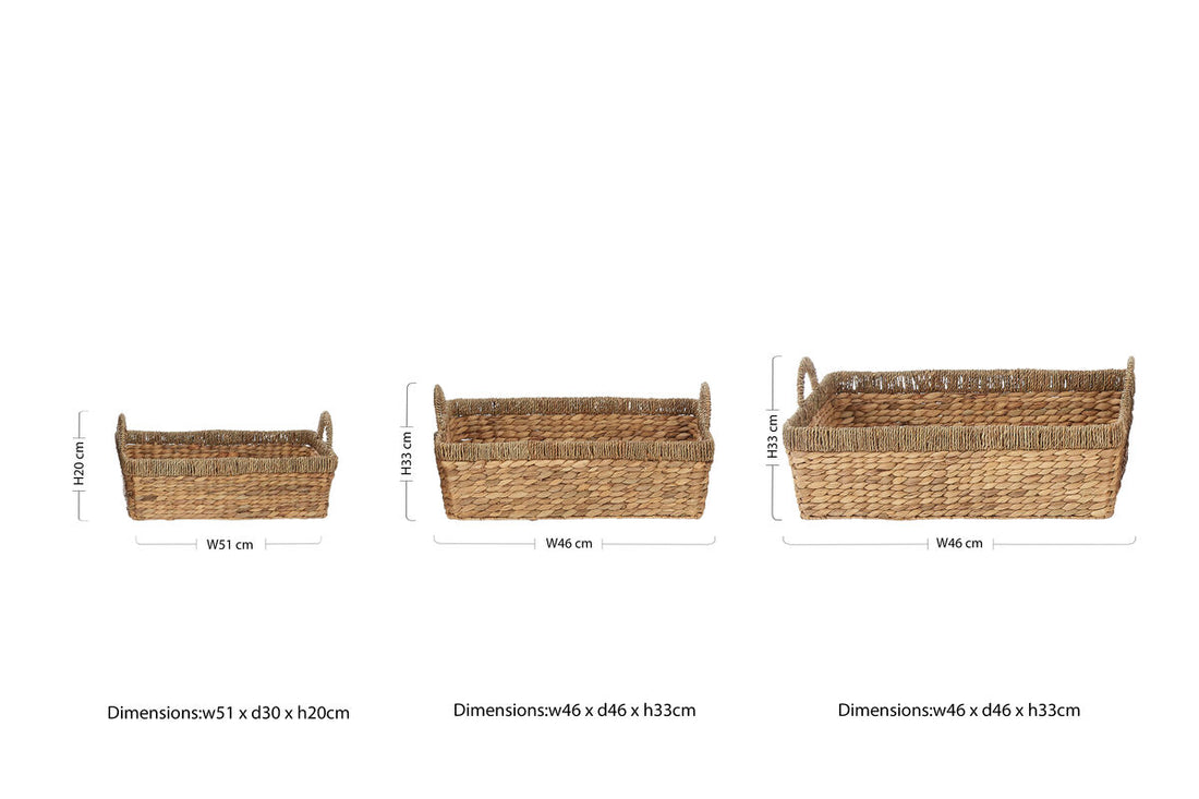 Lidi Set Of 3 Seagrass Storage Baskets with Handles