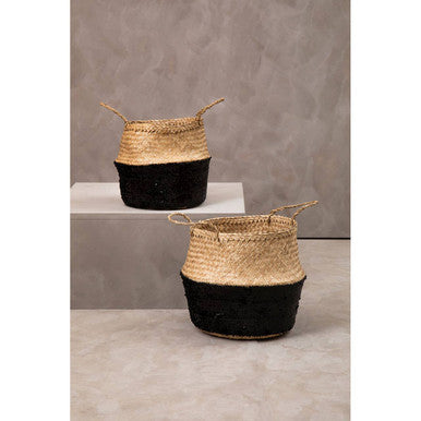 Black And Natural Medium Seagrass Basket
