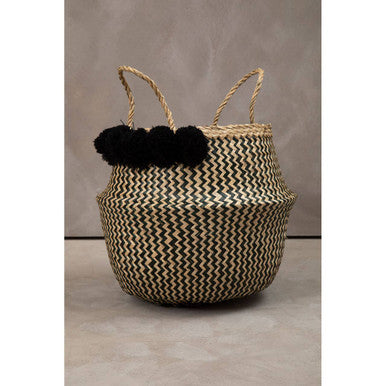 Lidi Pom Pom Seagrass Basket