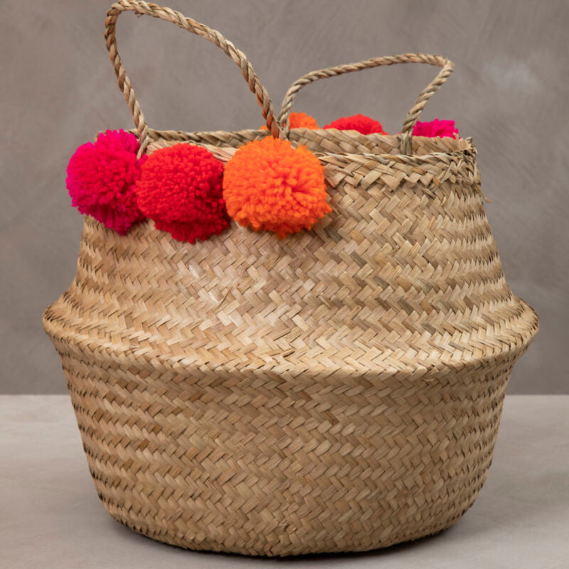 Small Seagrass Pom Basket