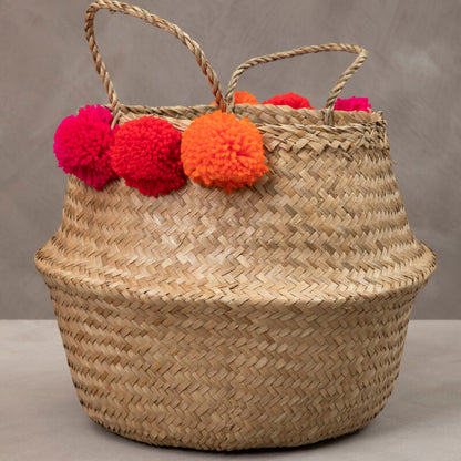 Small Seagrass Pom Basket