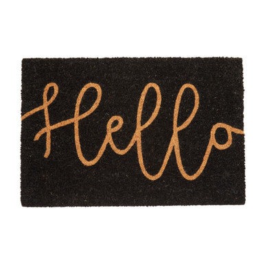 Black doormat with &