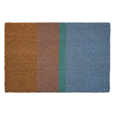 Japandi Light Coir Doormat With Stripes