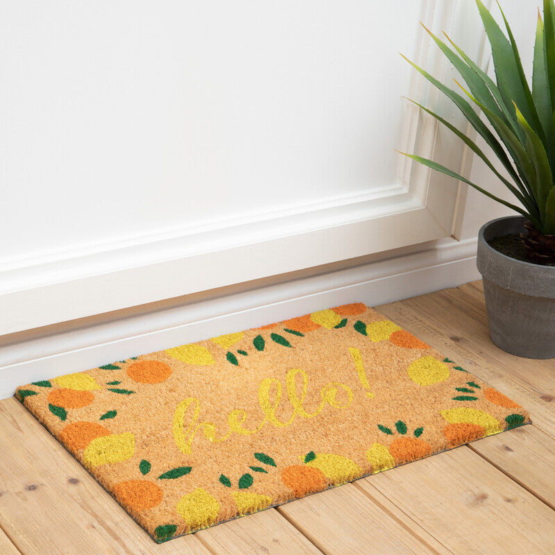 Decorative doormat with fruit pattern and &