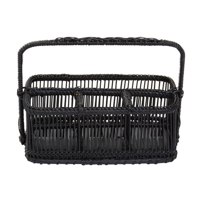 Rustc Black Rattan And Bamboo Caddy Bask