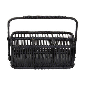 Ezell Black Rattan and Bamboo Caddy