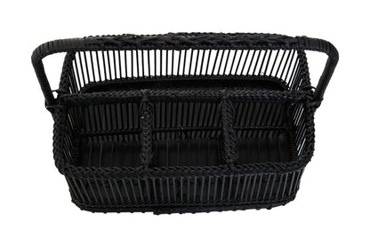 Rustc Black Rattan And Bamboo Caddy Bask