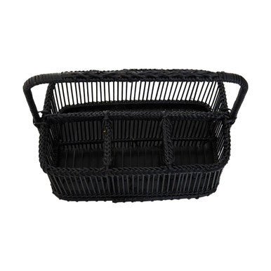 Rustc Black Rattan And Bamboo Caddy Bask