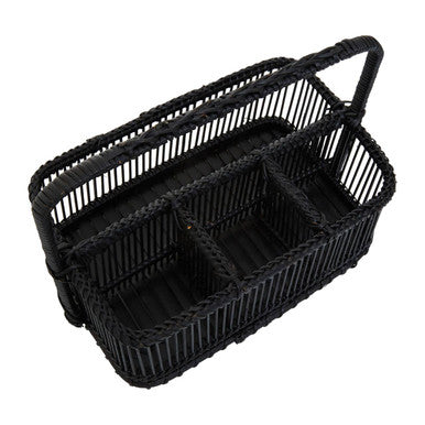 Rustc Black Rattan And Bamboo Caddy Bask